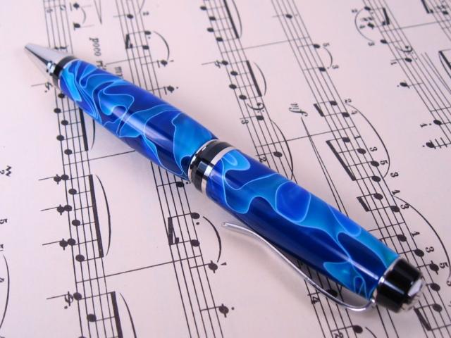 Acrylic "Aqua" Platinum Cigar Ballpoint Twist