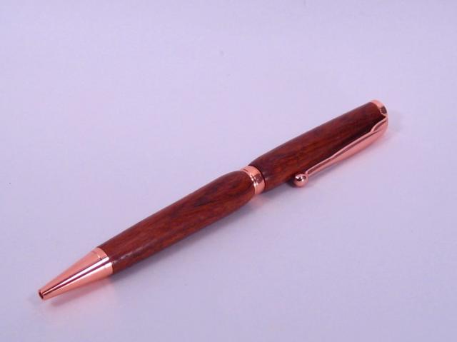 Kingwood w/Copper Slim Line Ball Point Pen