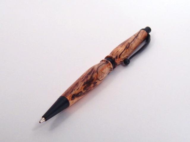 Black Enamel Click Pencil with Spalted Pecan