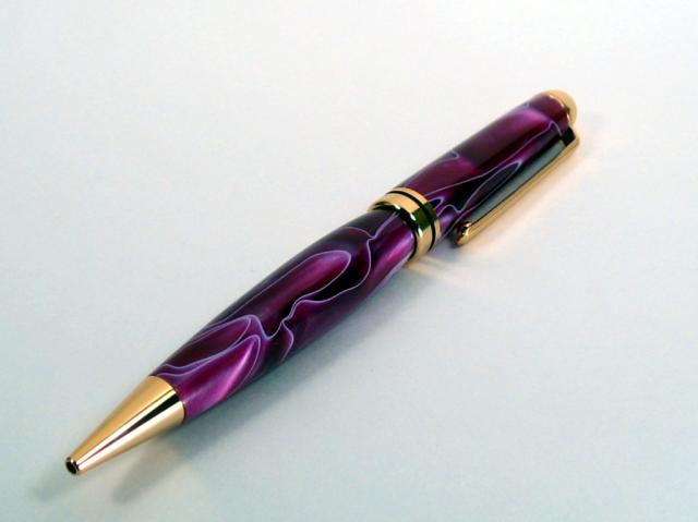 Gold European Ballpoint Twist with Purple Haze Acrylic