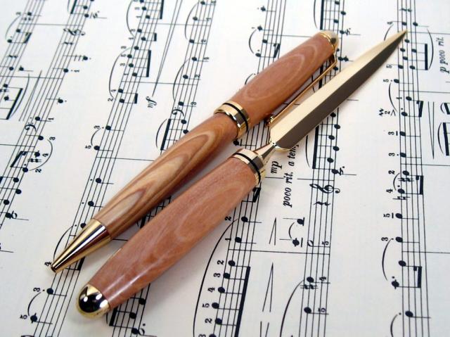 Bethlehem Olivewood European Letter Opener and Ballpoint Pen