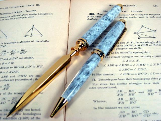 Acrylic "Granite" Gold European Pen and Letter Opener