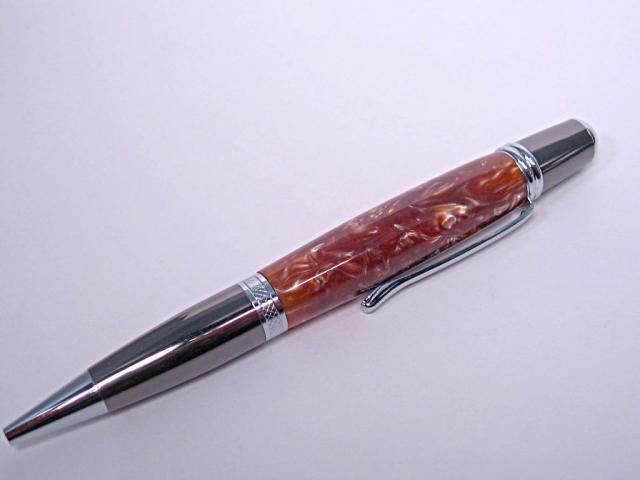 Crushed Velvet Acrylic Gatsby Ballpoint Pen with Gun Metal Fittings