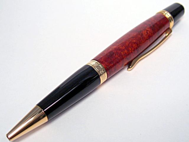 Amboyna Burl Gatsby Ballpoint with Gold fittings