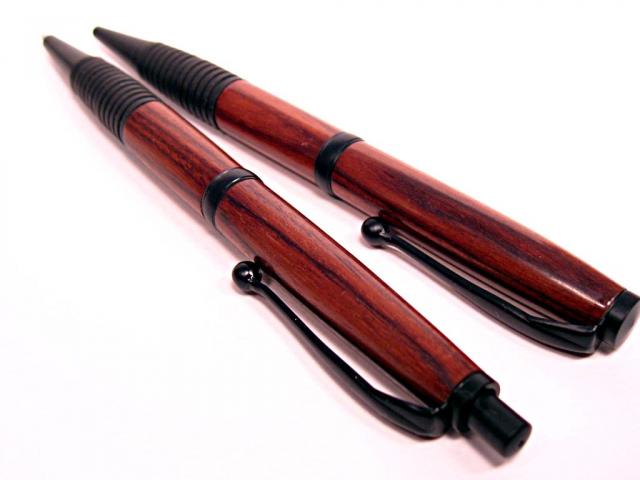 Bolivian Rosewood Comfort Grip Pen and Pencil Set